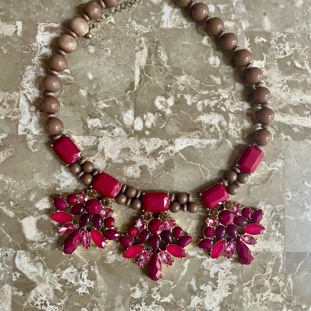 Elegant Pink and Brown Beaded Necklace